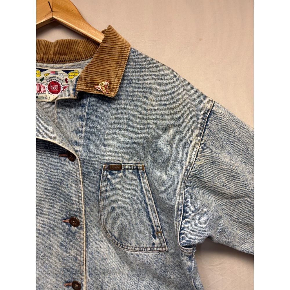 Lee‎ Chore Coat Jacket Mens Blue Denim Cotton Corduroy Collar Pocket Vintage - Picture 8 of 16